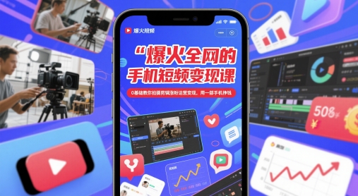 爆火全网的手机短视频变现课，0基础教你拍摄剪辑涨粉运营变现，用一部手机挣钱好项目网-专注分享网络创业项目落地实操课程 – 全网首发_高质量创业项目输出好项目网