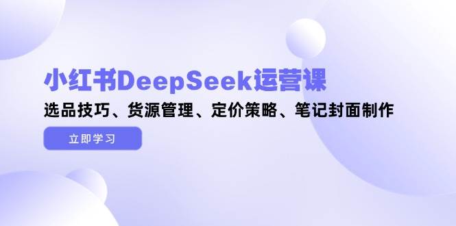 小红书DeepSeek运营课,选品技巧、货源管理、定价策略、笔记封面制作好项目网-专注分享网络创业项目落地实操课程 – 全网首发_高质量创业项目输出好项目网