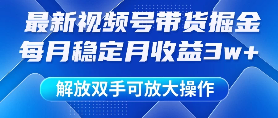 最新视频号带货掘金项目，每月稳定月收益3w+，解放双手，可放大操作好项目网-专注分享网络创业项目落地实操课程 – 全网首发_高质量创业项目输出好项目网