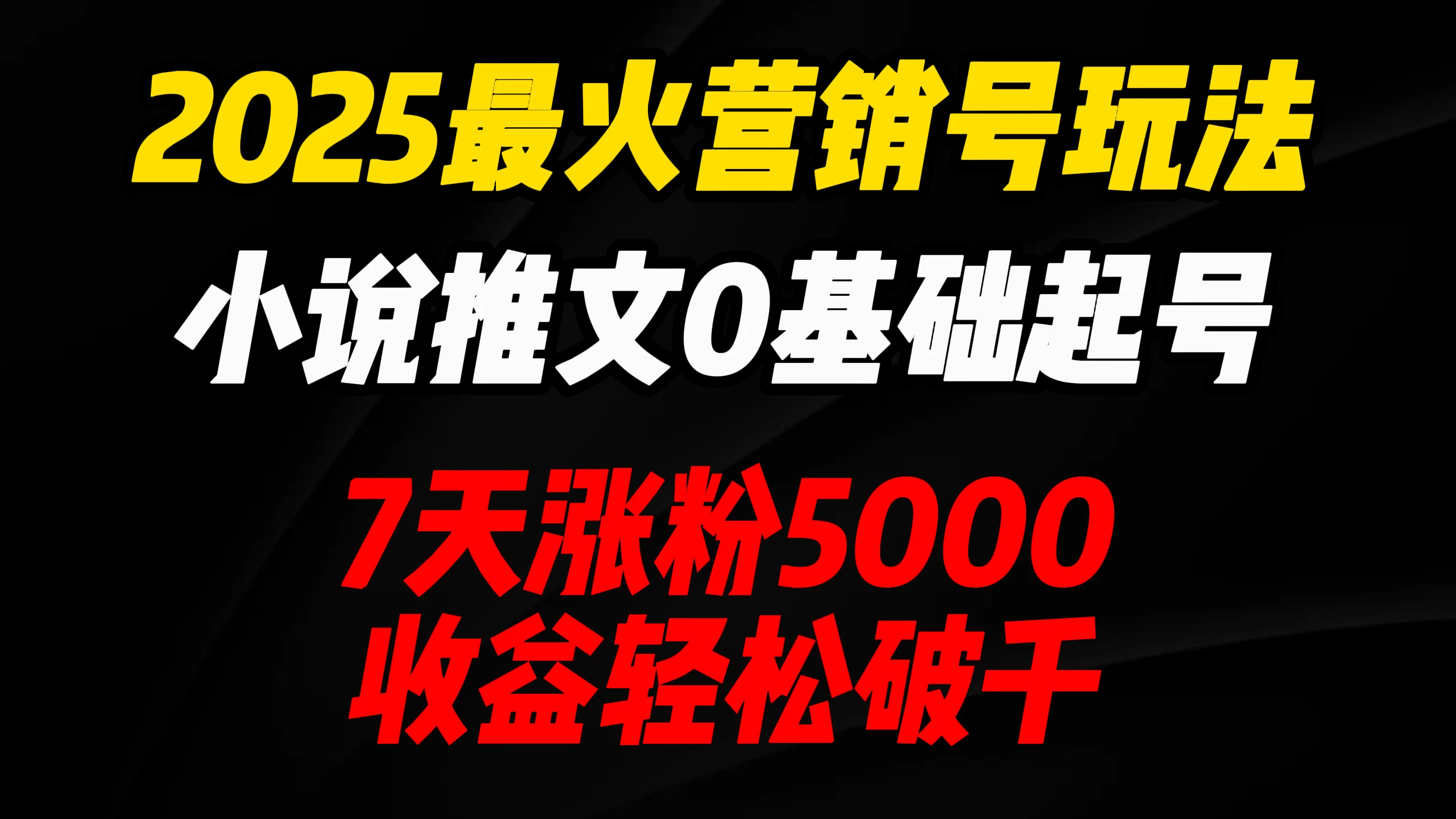 2025最火营销号玩法：小说推文0基础起号，7天涨粉5000，收益轻松破千！好项目网-专注分享网络创业项目落地实操课程 – 全网首发_高质量创业项目输出好项目网